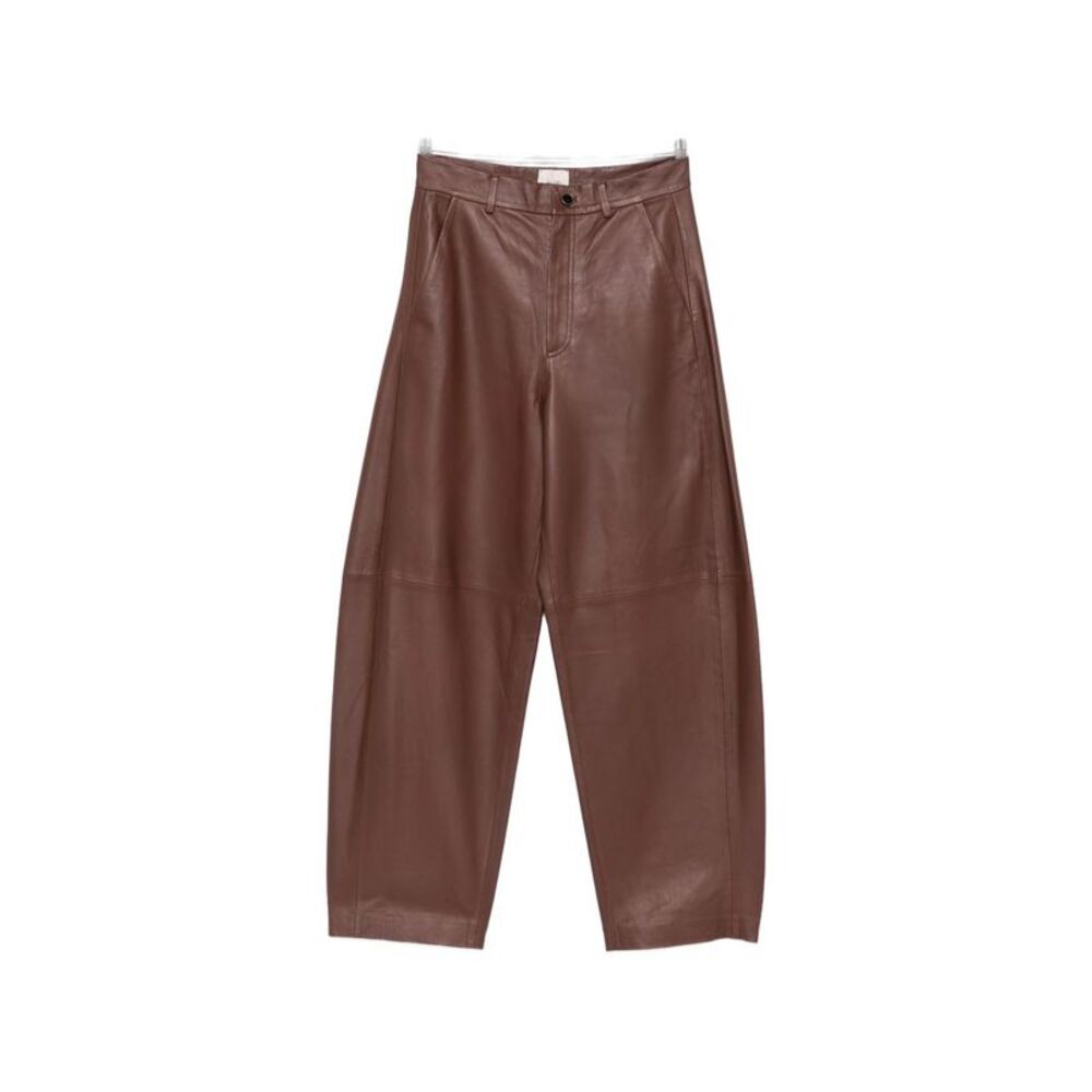 Alysi Women Leather Barrel Trousers